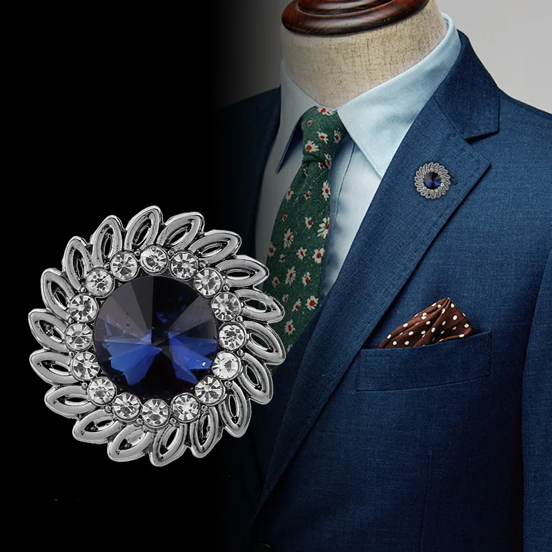 Wysokiej klasy Rhinestone kryształowa broszka szpilki moda koszula męska garnitur broszki stanik panie kołnierz Pin Luxulry biżuteria akcesoria