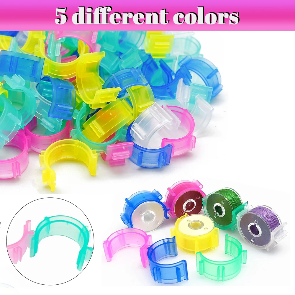 100 قطعة مشبك بكرة بلاستيكية مشبك بكرة الخياطة مع وظيفة قفل الخيط يناسب جميع أحجام البكرة الشهيرة أجزاء الخياطة والأدوات
