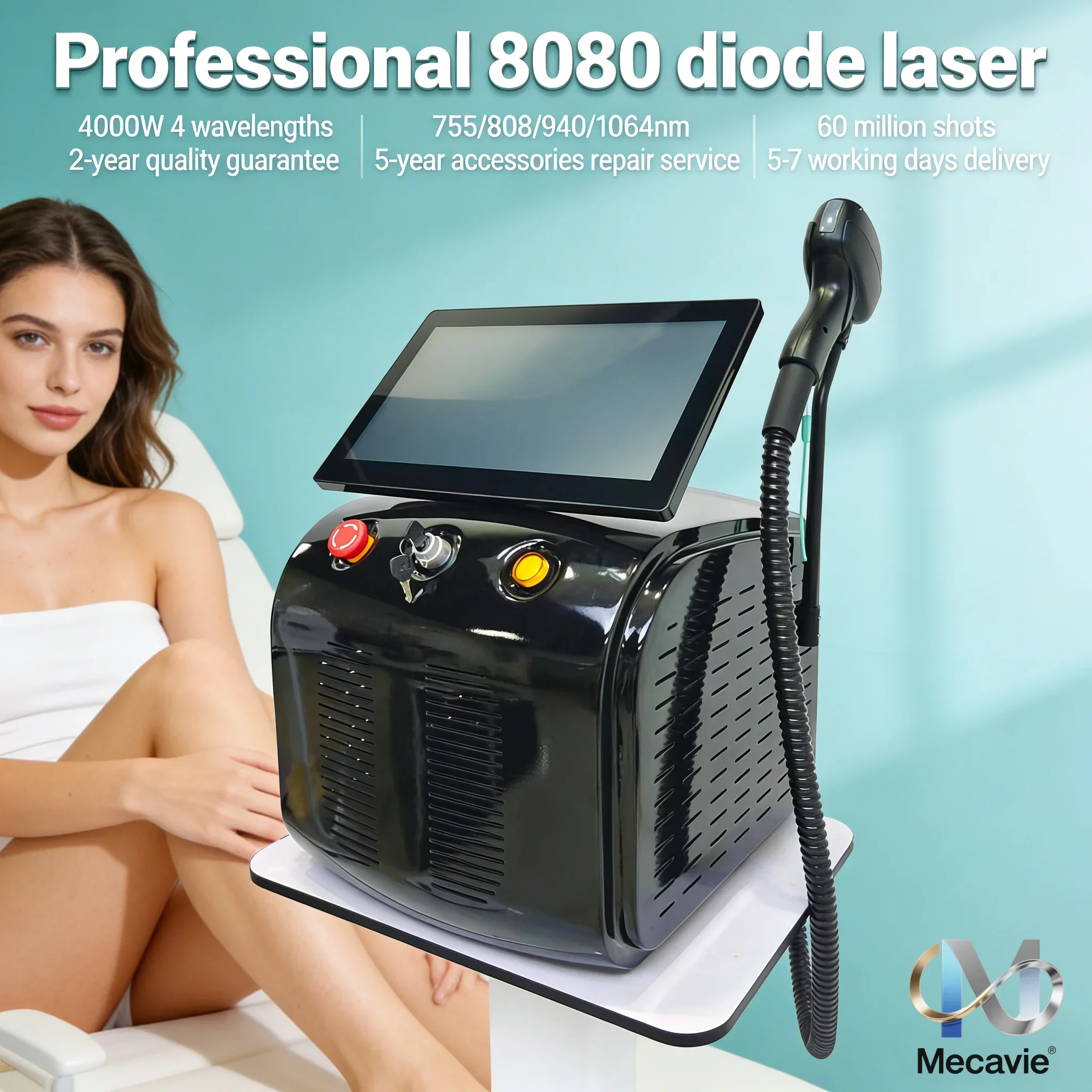 

Диодный лазер 808, машина для удаления волос, 808/1064/940/755 нм, александритное устройство, 4000 Вт, диодный лазер, машина для удаления волос из ледяного титана