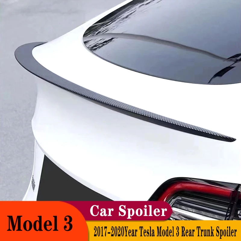 Rear Trunk Spoiler For Tesla Model 3 2017-2020-2021 Year Trunk Spoiler Lip Carbon Fiber ABS Wing Spoiler Car Decorat Accessories