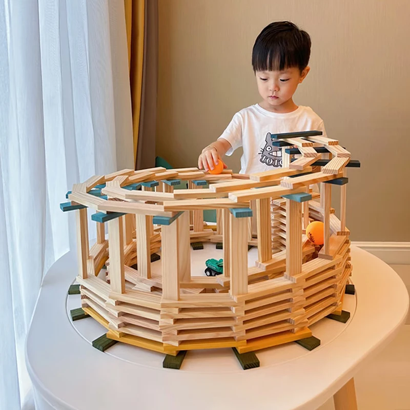 Bloques de Construcción de Madera Originales Caple para Niños de Jardín de Infancia, Virutas de Madera para Construcción, Juguete Educativo para Bebés