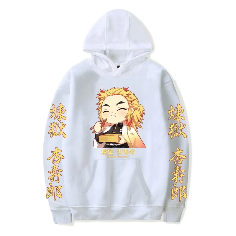 Japan Anime Demon Slayer Kawaii Rengoku Kyoujurou Graphic Print Men Women Autumn Winter Harajuku Sweatshirt Plus Size Hoodie