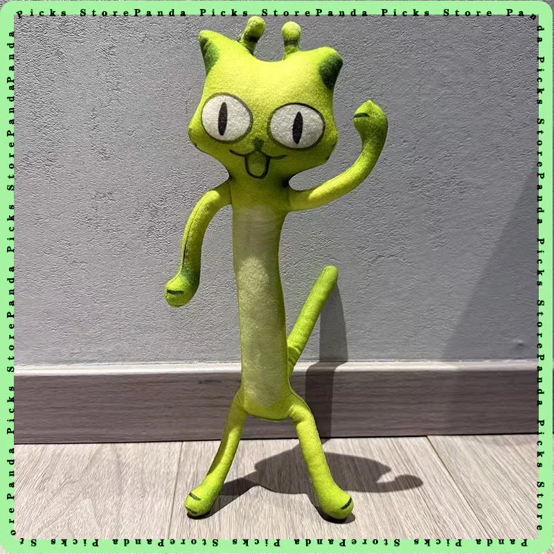 Cat Meme Plush Toy Green Abstract Posable Cat With Internal Wire Skeleton Adjustable Shape Home Decor Stuffed Doll For Adult