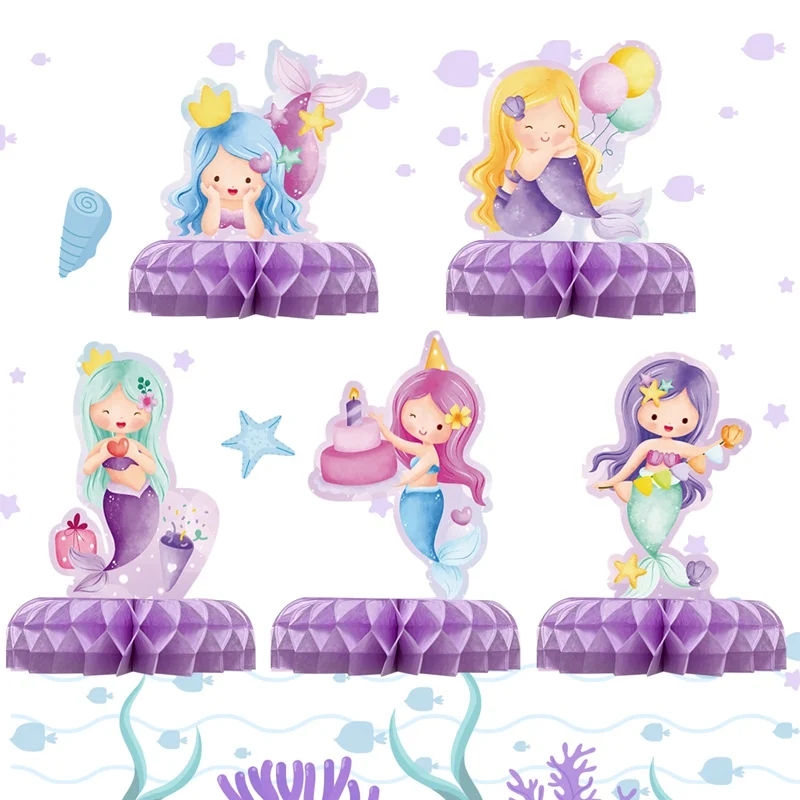 Little Mermaid Honeycomb Desktop Mermaid Birthday Party Decor Kids Girl Baby Shower forniture per feste di matrimonio Under The Sea Party