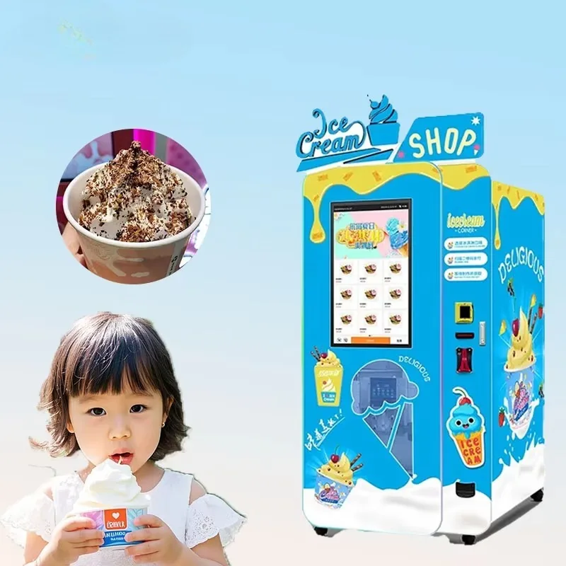 Innovative Vending Robo Ice Cream  Machine Automated Soft Serve Ice Cream Vending Machine with Various  Flavor Options
