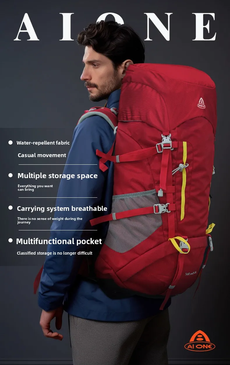 AIONE bolsa de Montañismo al aire libre profesional al aire libre ligera bolsa de viaje de 50 litros nuevo estilo mochila impermeable