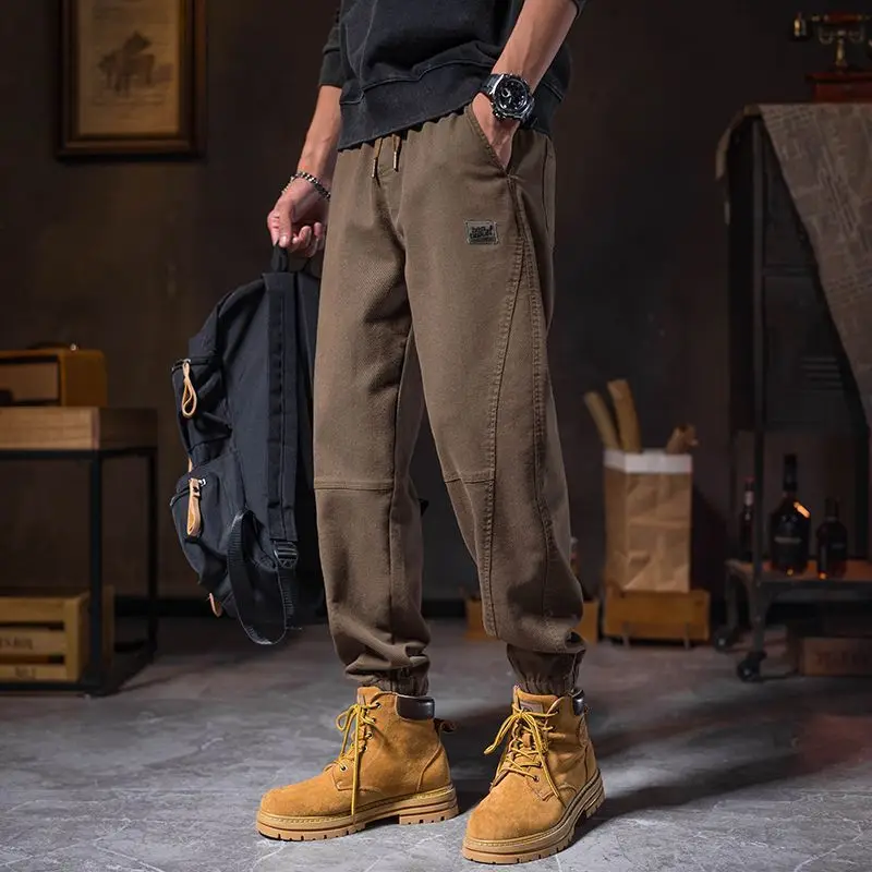 Plus Size Men's Work Trousers Heavy Duty Stretch Fabric Outdoor Site Wear Tapered Leg Spring Fall Casual Long Pants