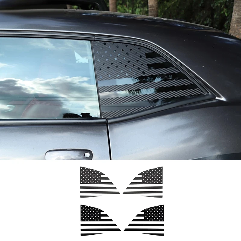 Car Side Blinds Rear Window Flag Decorative Stickers For Dodge Challenger 2008-2020