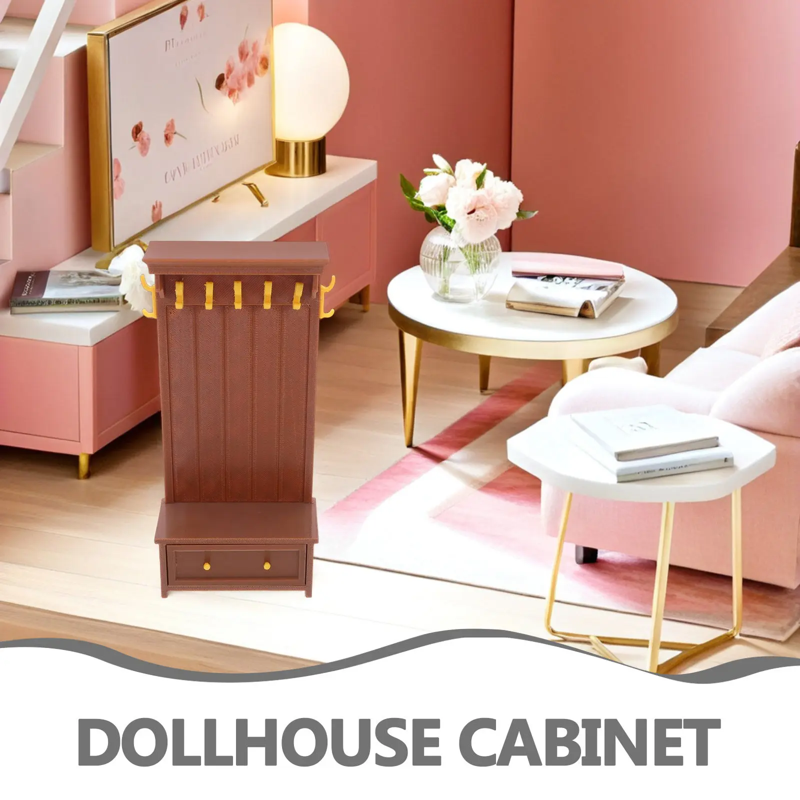 4Pcs Dollhouse Mini Storage Cabinet Vintage Style Realistic Detailing Functional Organizer for Dollhouse Decoration Accessories