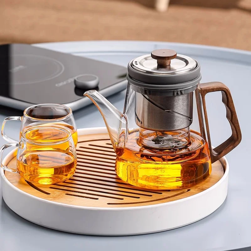 Top Pot Elegant Cup Tea Separation Lift Bubble Teapot Full Glass Office Electric Ceramic Stove Tea Maker Tea Set Infuser Teaware