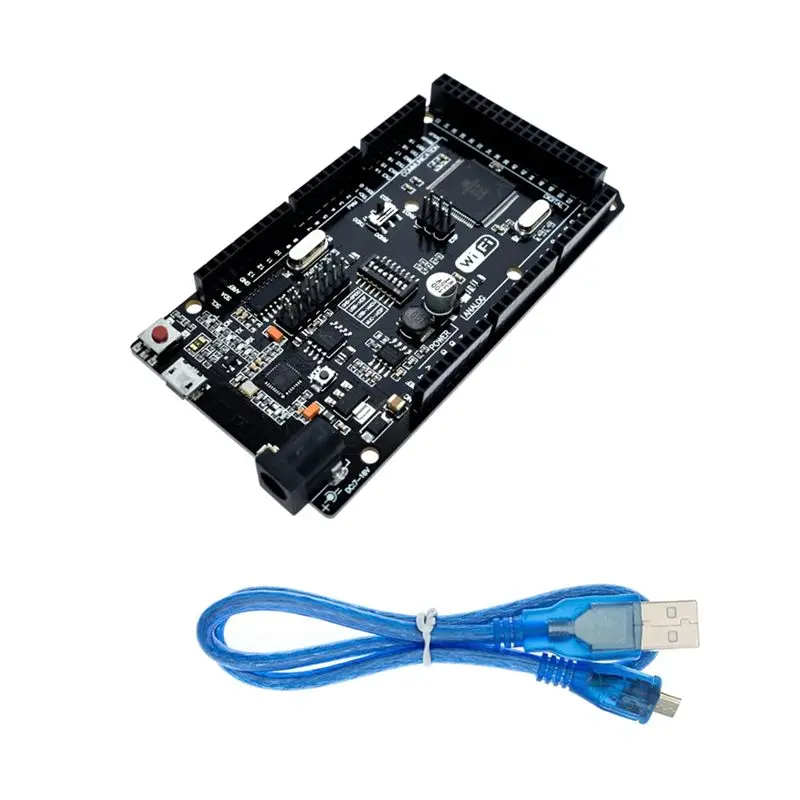 

Плата разработки ABIJ-WIFI R3 ATMEGA2560 + ESP8266 (32 МБ памяти) USB-TTL CH340G с синим микрокабелем 30 см
