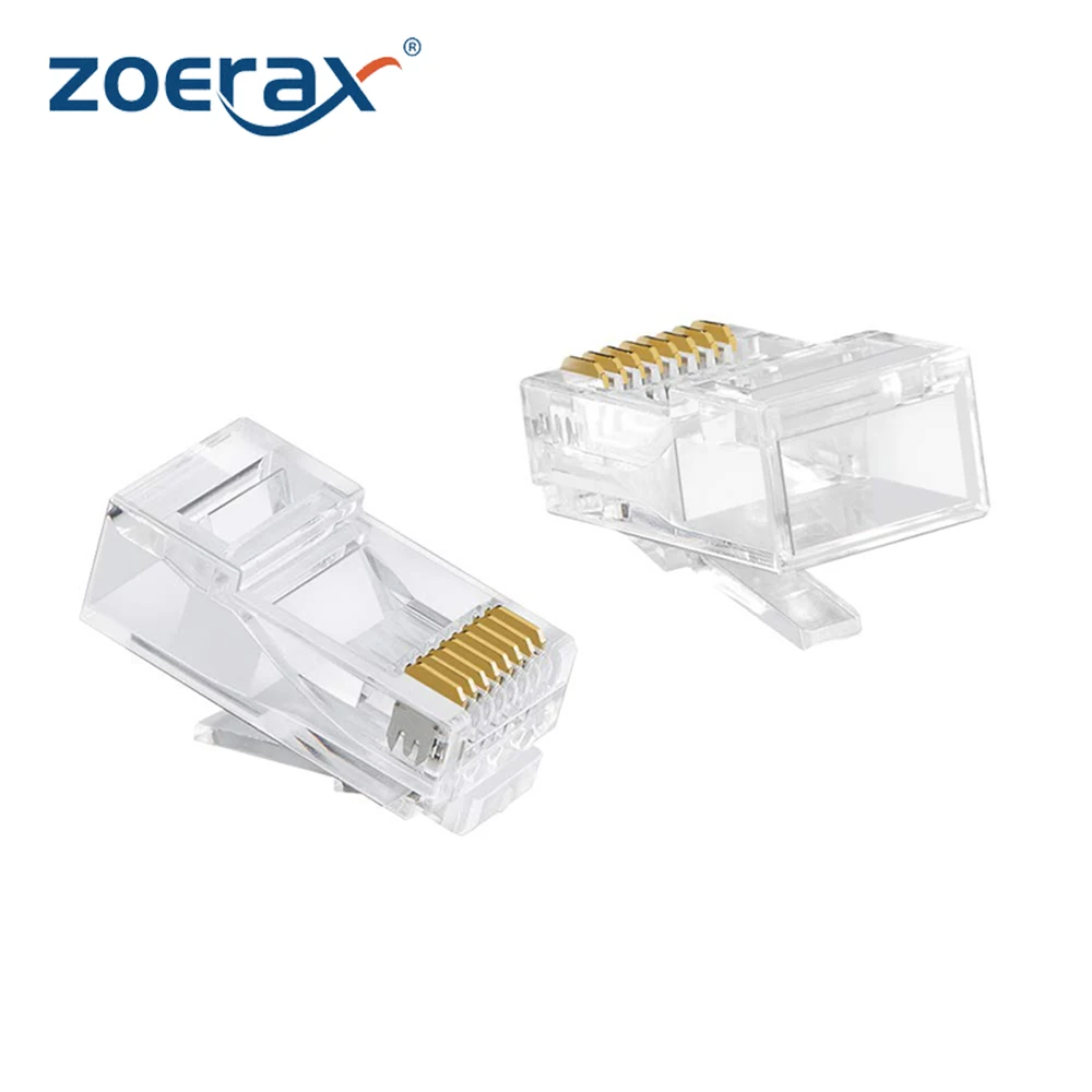 

ZoeRax RJ45 Cat6 CAT5E RJ45 Connector Ethernet Cable Crimp Connectors UTP/STP Network Plug for Solid Wire and Standard Cable