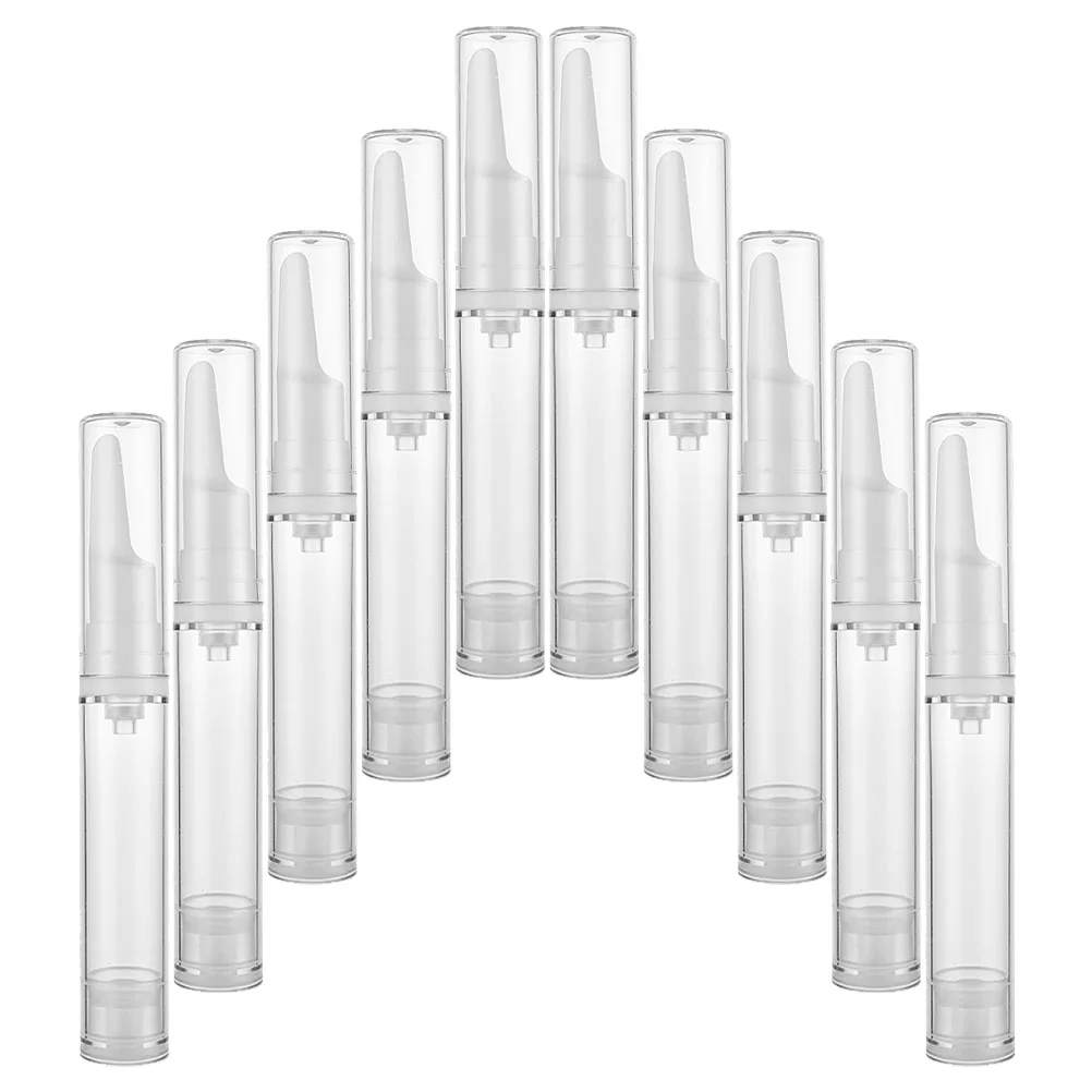 10 قطع من زجاجات كريم العين بدون هواء، وعاء عيون قابل لإعادة الملء، حاوية شفافة مع