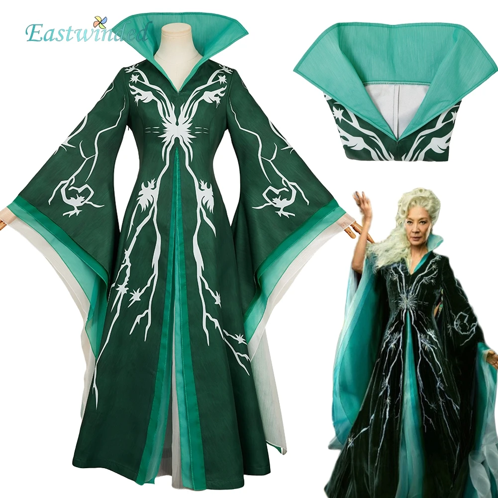 

2025 Movie Wicked Madame Morrible Cosplay Green Long Skirt Evening Dress Women Halloween Costume Outfits Carnival Party Suits