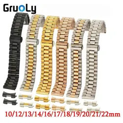 10mm 12mm 13mm 14mm 16mm 17mm 18mm 19mm 20mm 21mm 22mm Universal Wrist Strap Solid Stainless Steel Watch Band Butterfly Buckle