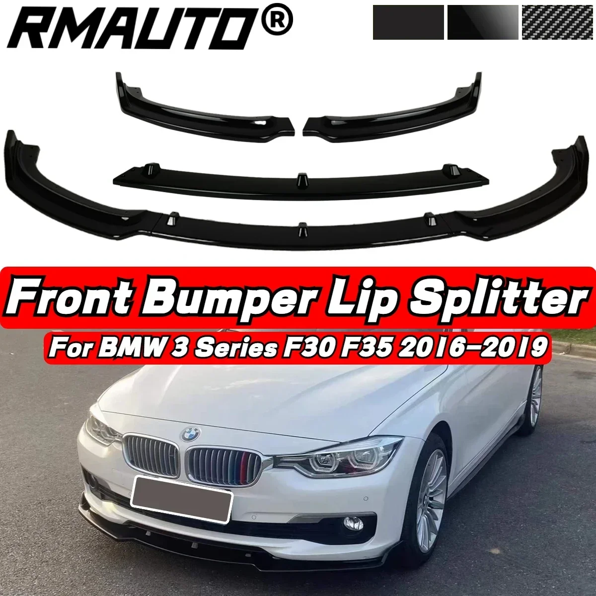 

For F30 Lip Car Front Bumper Splitter Diffuser Lip Spoiler For BMW 3 Series F30 F35 LCI 2016-2019 Car Accessories Exterior Part