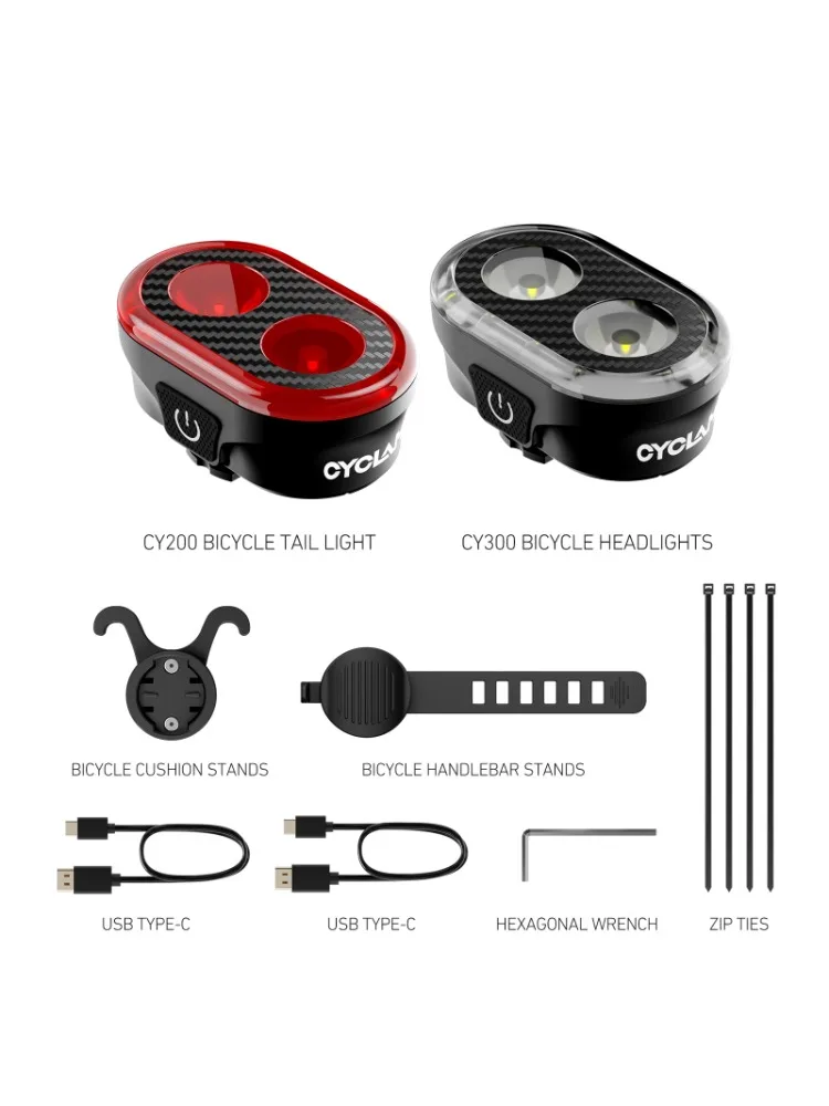 AliExpress CYCLAMI CY300T Bicycle Smart Brake Sensing Front Rear Light Waterproof MTB Road Bike Lights Cycling Accessories