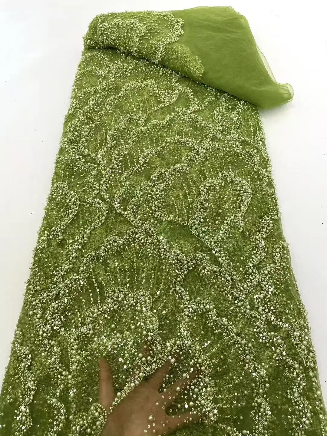 

African Sequins Beaded Lace Fabric Nigerian Groom Embroidery 2025 High Quality French Tulle Lace Fabric for Bridal Wedding