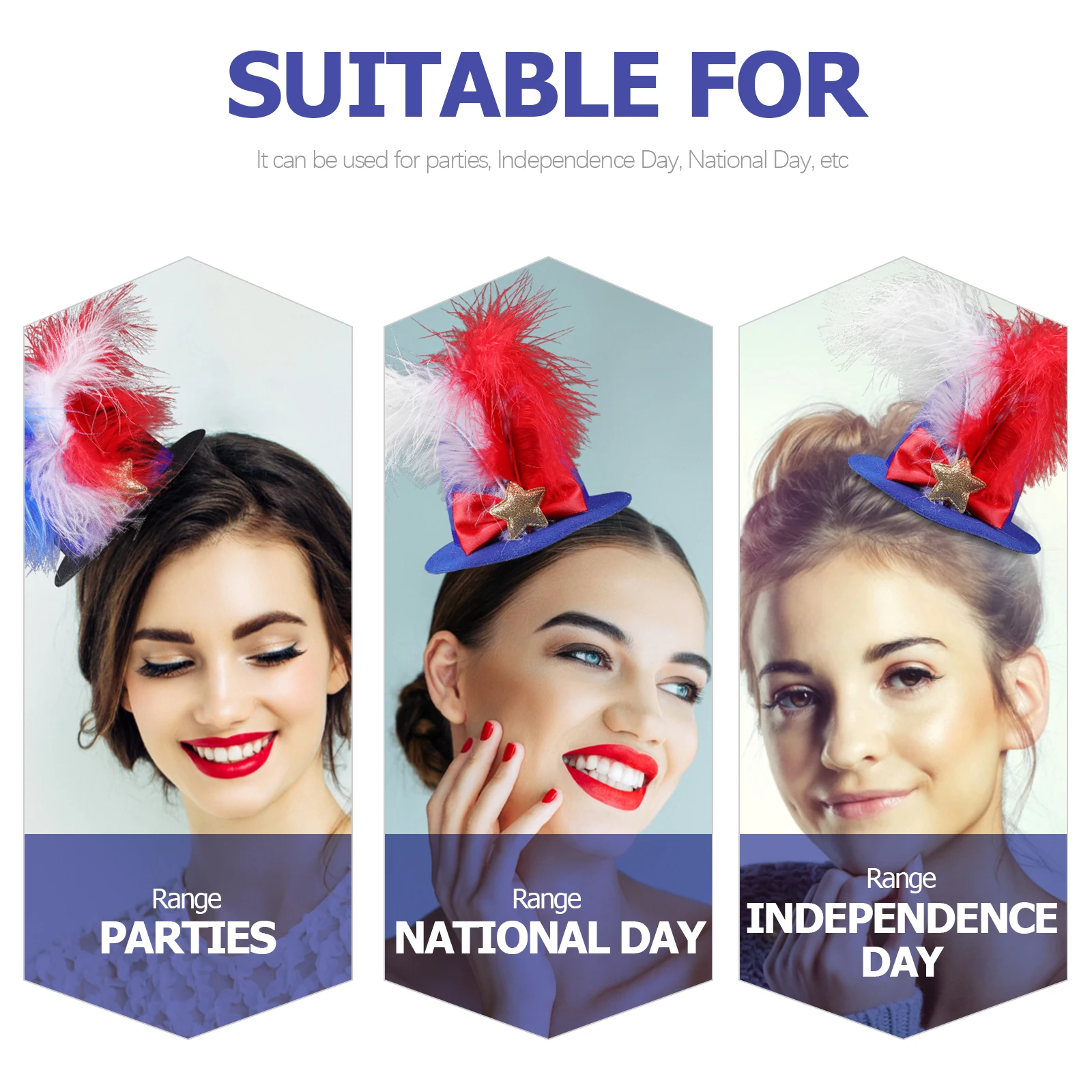 

2Pcs Patriotic Hats for Men Women Plastic PET Headdresses American Independence Day Classic Color Design