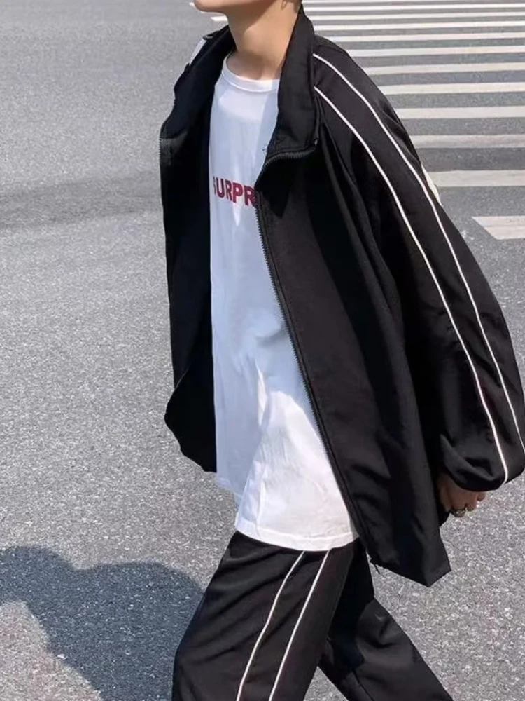 Hip hop varsity jaquetas femininas americano retro y2k streetwear blusão casacos coreano chique primavera outono tira reflexiva jaquetas