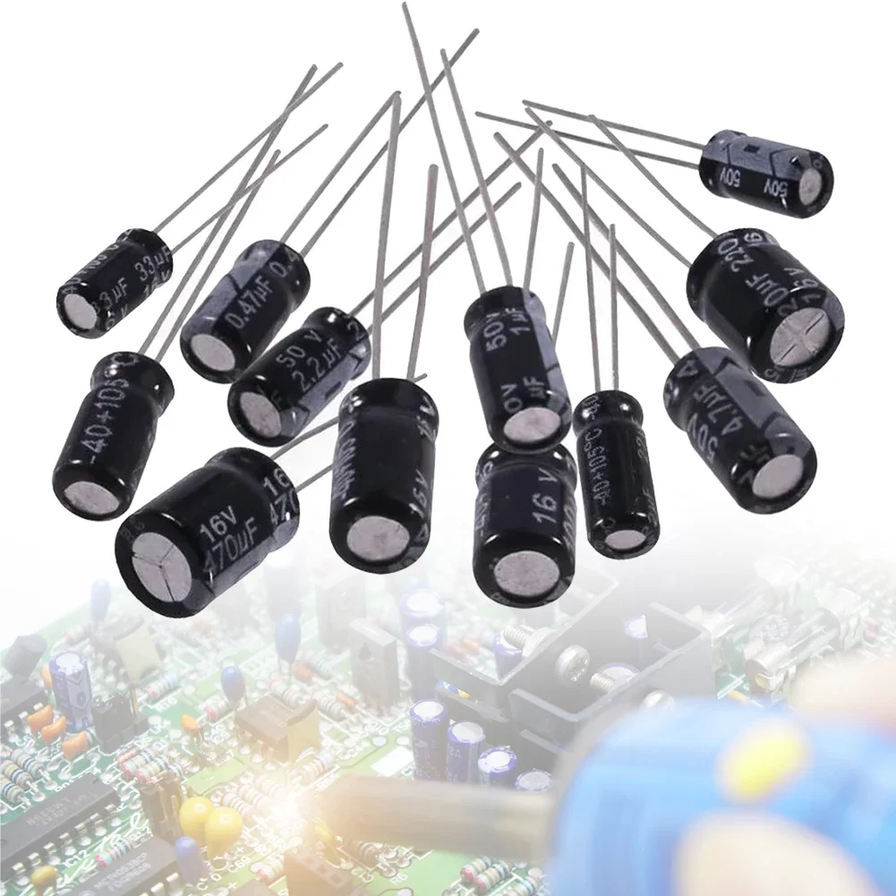 500Pcs 24 Values 16V-50V 0.1uF-1000uF Aluminum Electrolytic Capacitor Low Frequency Metal Electrolytic Capacitors for TV LCD