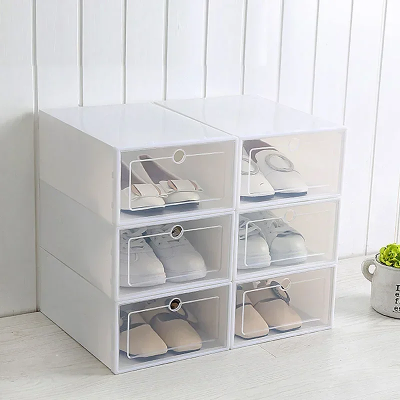 

Утолщенный прозрачный штабелируемый пластиковый органайзер для обуви, ящик из 6 предметов, коробка для обуви, органайзер для обуви, caja organizadora