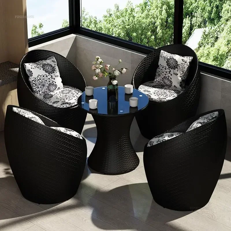 

Outdoor Garden Furniture Set PE Rattan Chair Three-piece Set Balcony Small Table and Chair Leisure Courtyard Outdoor Furniture A
