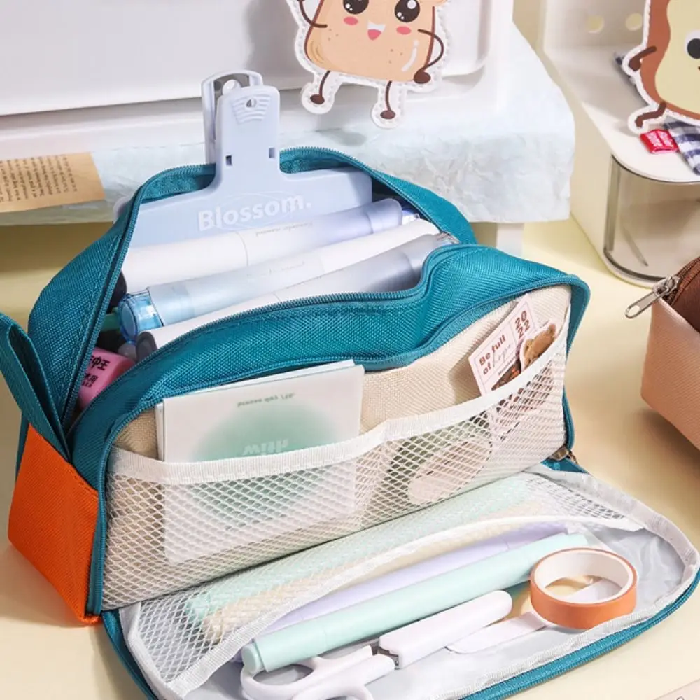 

Dirty-proof Dopamine Pencil Bag Large Capacity Cartoon Stationery Storage Bag Lightweight Polyester Pen Organizer Pouch School