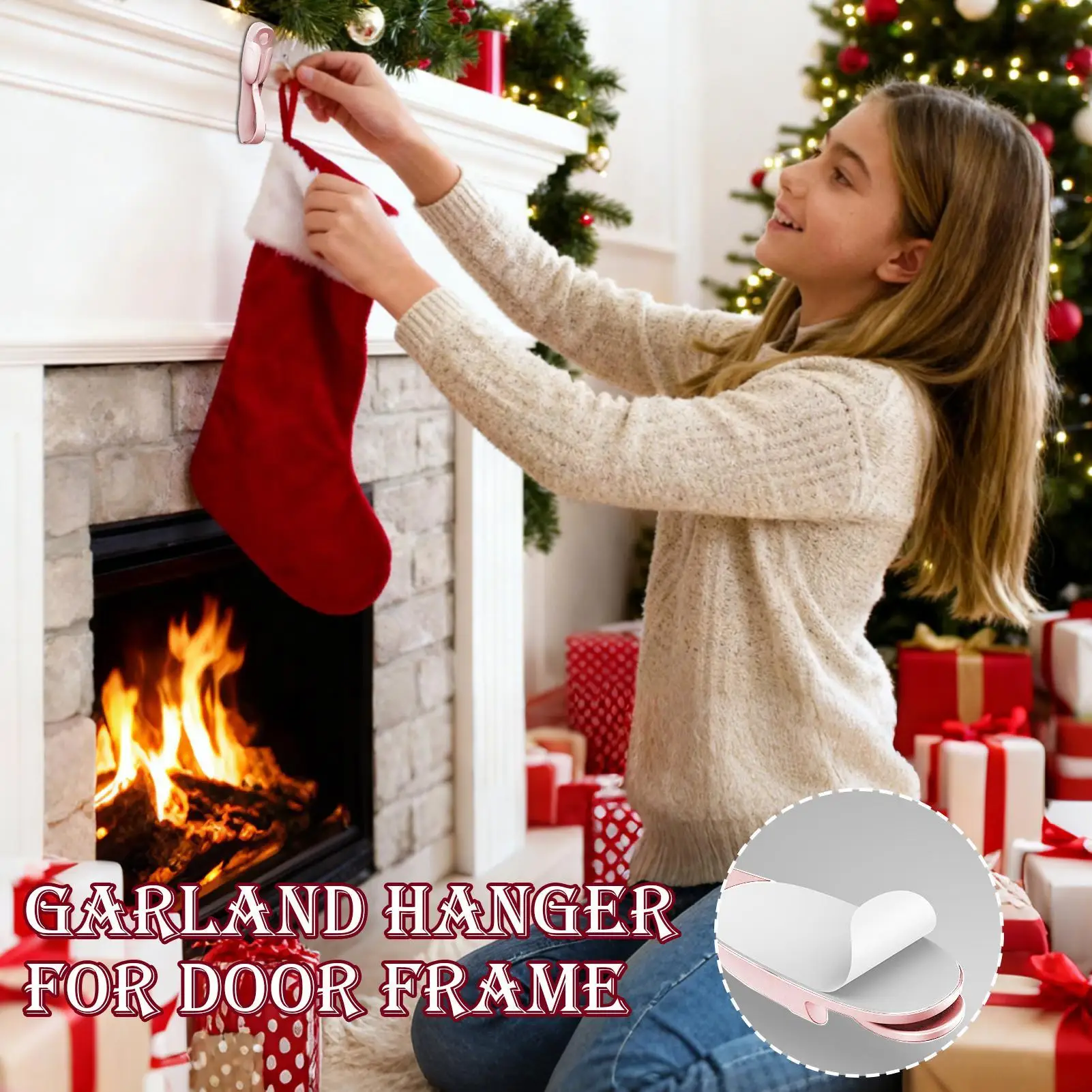 for Mantle for Fireplace Stair Outdoor Porch Railing Wreath Hanger Strong Load-Bearing Capacity Christmas Garland Hangers view 5