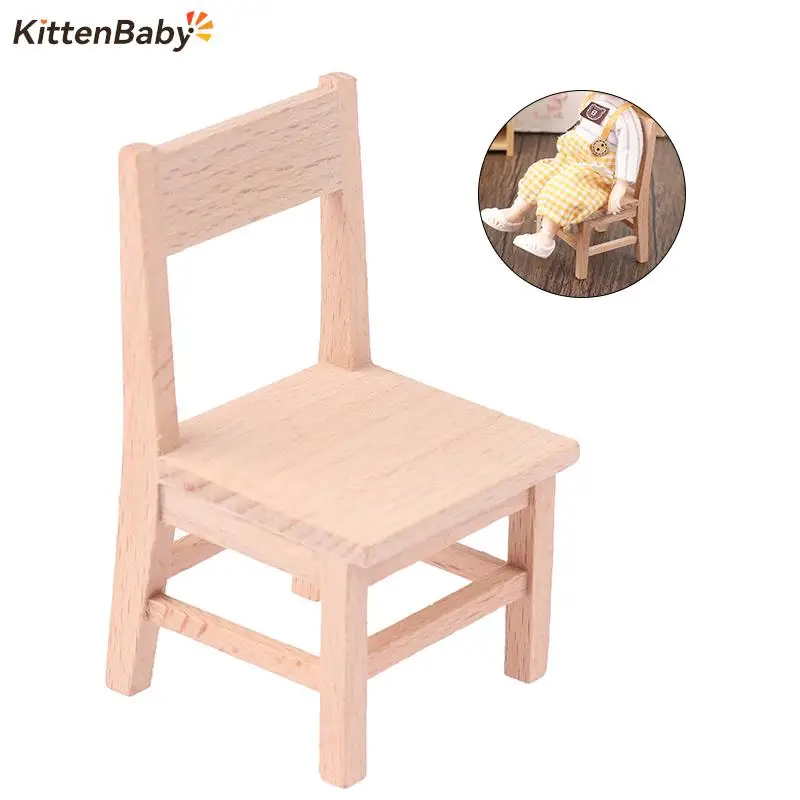 1/12 Dollhouse Miniature Wooden Chair Living Room Furniture Decoration Dolls House Accessories For Kid Pretend Play Toy