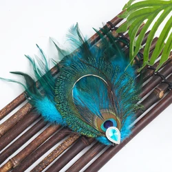 1 new contrasting peacock feather hair clip, retro Bohemian Indian hair accessory suitable for parties and concerts