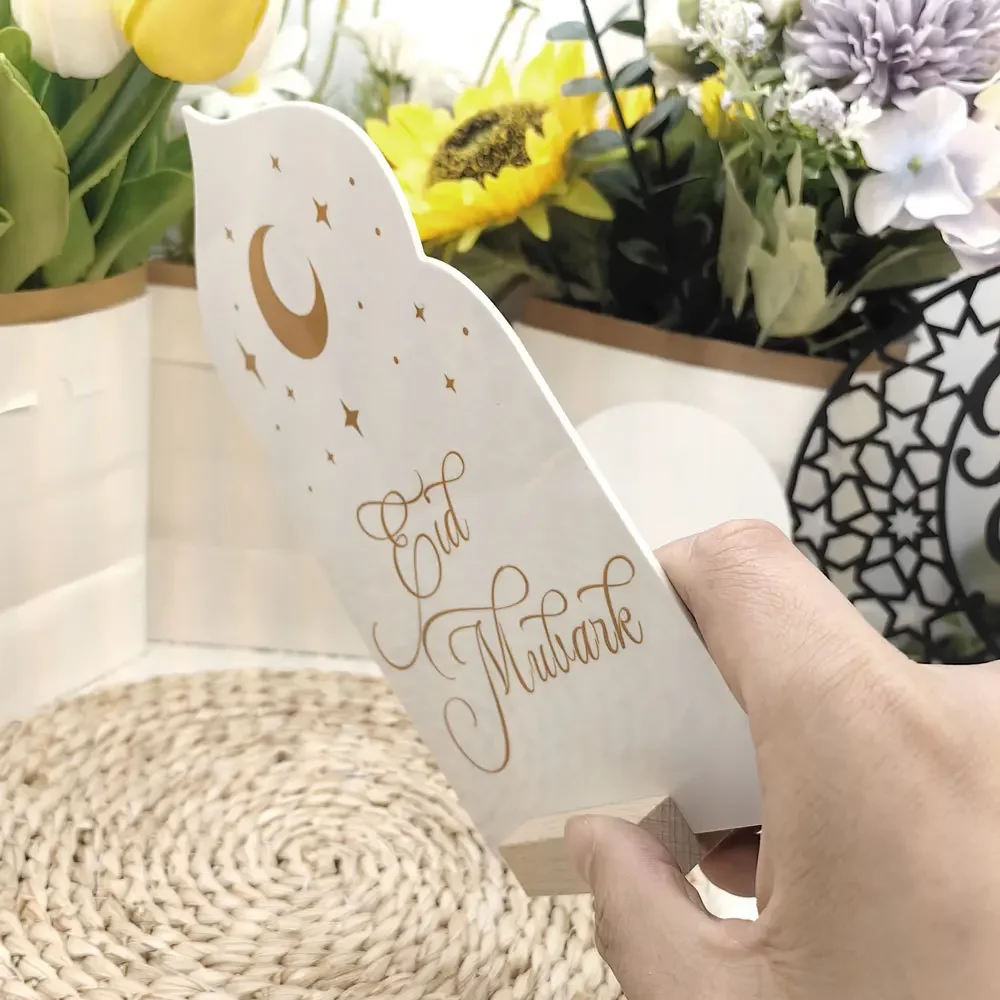 لوح تقويم رمضان من الأكريليك قابل لإعادة الاستخدام، قاعدة خشبية، زينة للطاولة، عيد مبارك، يوم القدوم، هدايا العد التنازلي الإيثار مع قلم