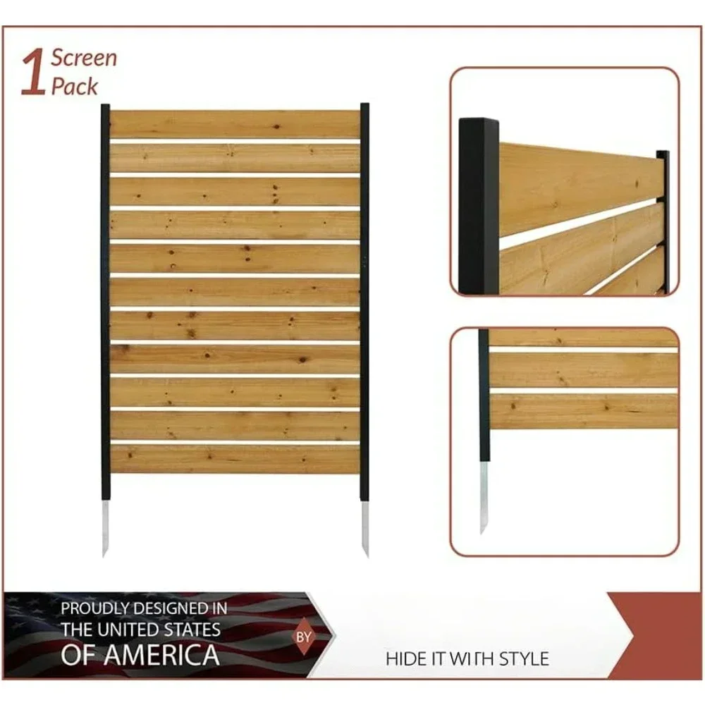 Outdoor Privacy Fence Screen 5ft H X 3.2ft W Concord Wood Perfect to Hide Trash Cans (1-Panel) Freight Free Fence for Garden