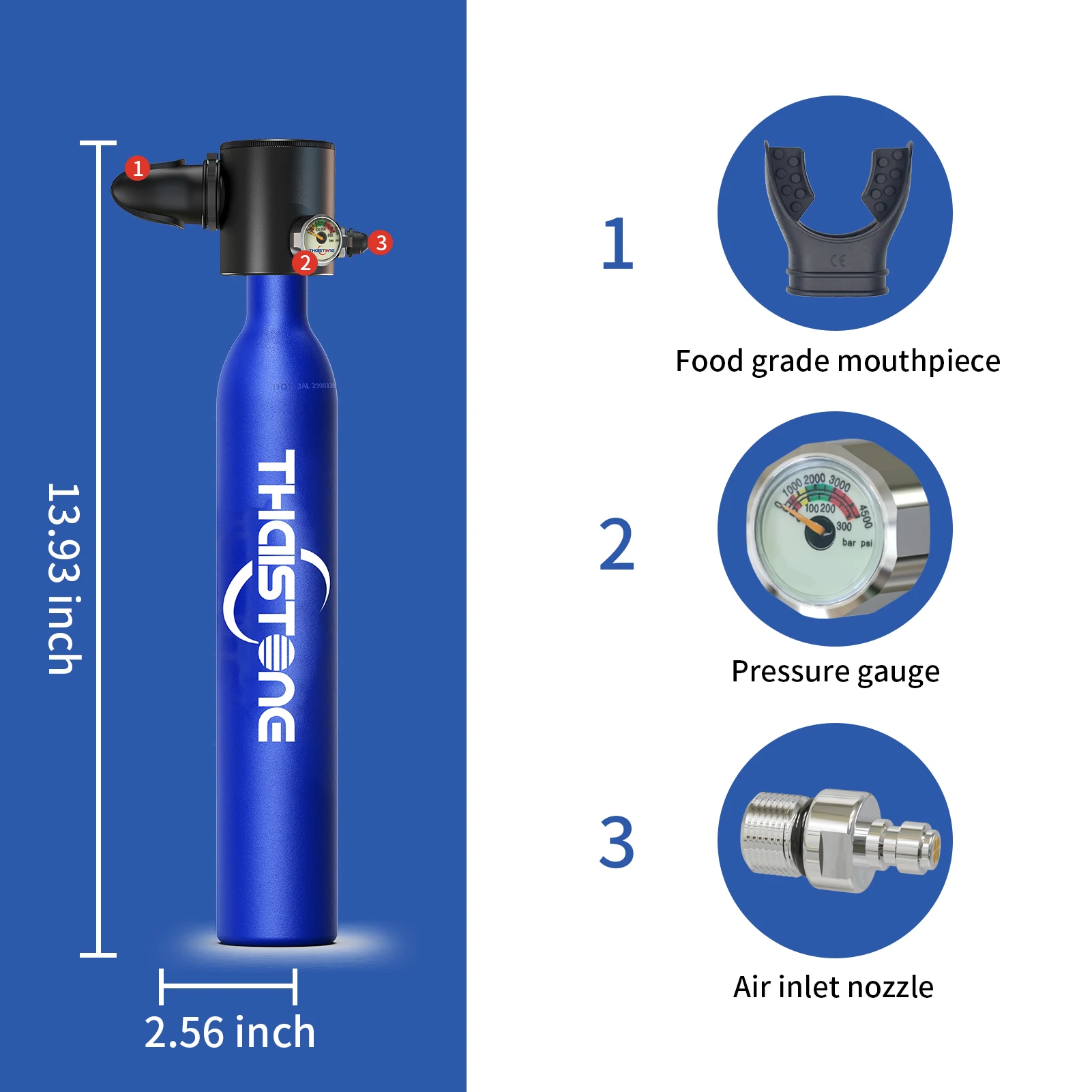 TAIITONEE-Mini Scuba Duik Zuurstofcilinder, 0,5 l, 5-10 minuten, Onderwater Ademhalingsapparaat