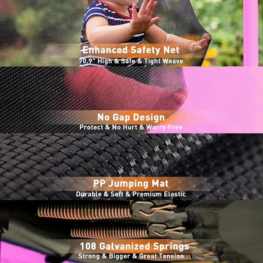 ترامبولين عالي التحمل بسعة 1500 رطل مع أوتاد الرياح الشبكية وحطوق كرة السلة للبالغين متوفر في 8 10 12 1 #3