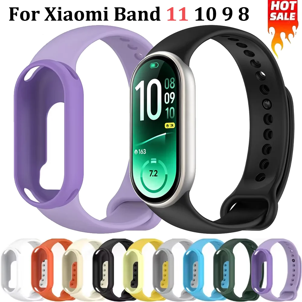 Soft Case+Silicone Strap Kit For Xiaomi Band 11 10 9 8 Anti-fall Protective Soft Shell For Mi Band 11 Bracelet Sports Wristband
