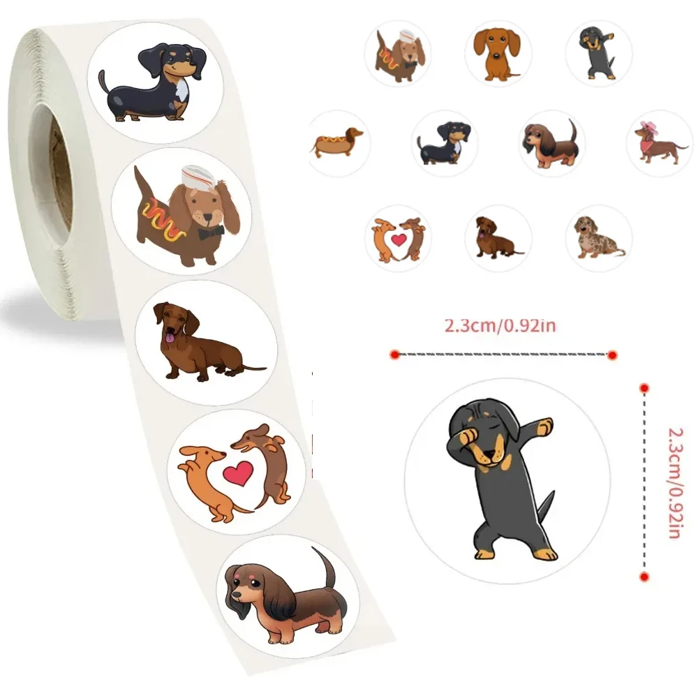 500pcs Cute Dachshund Stickers for IPad Stationery Laptop Dog Sticker Scrapbooking Handmade Material Sealing Label Craft Supplie