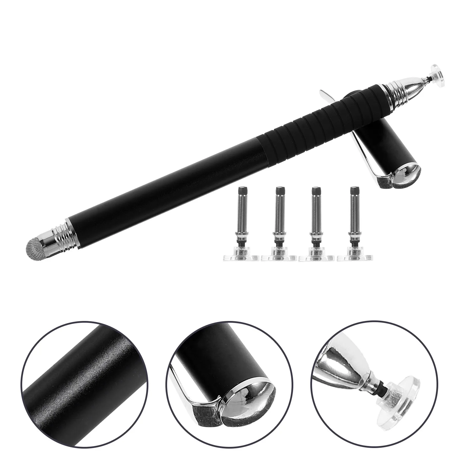 5Pcs Premium Metal Capacitive Stylus Pen Set with 4 Replacement Silicone Disc Tips Smooth Ergonomic Design for Tablets