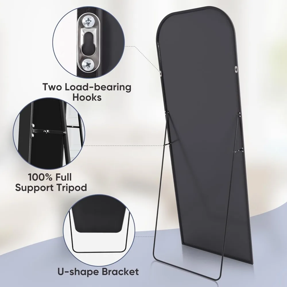 Large Arched Freestanding Floor Mirror, 71x27 Full Body Mirror with Stand for Bedroom and Living Room