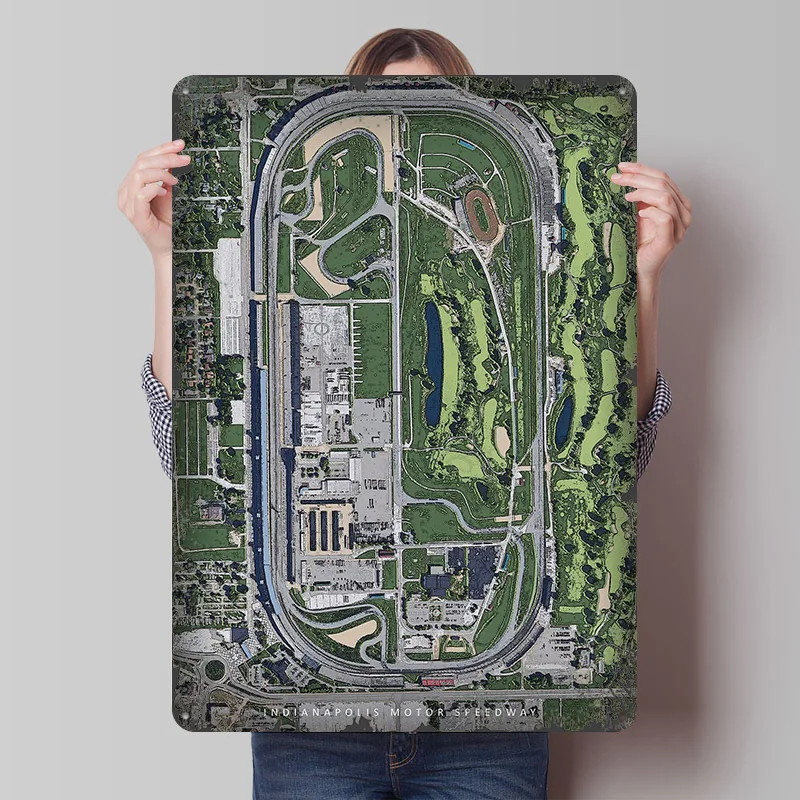 Indianapolis Motor Speedwa Poster Customized Wall Art Vintage Metal Signs Retro Tin Plaque for Man Cave Apartment Decoration