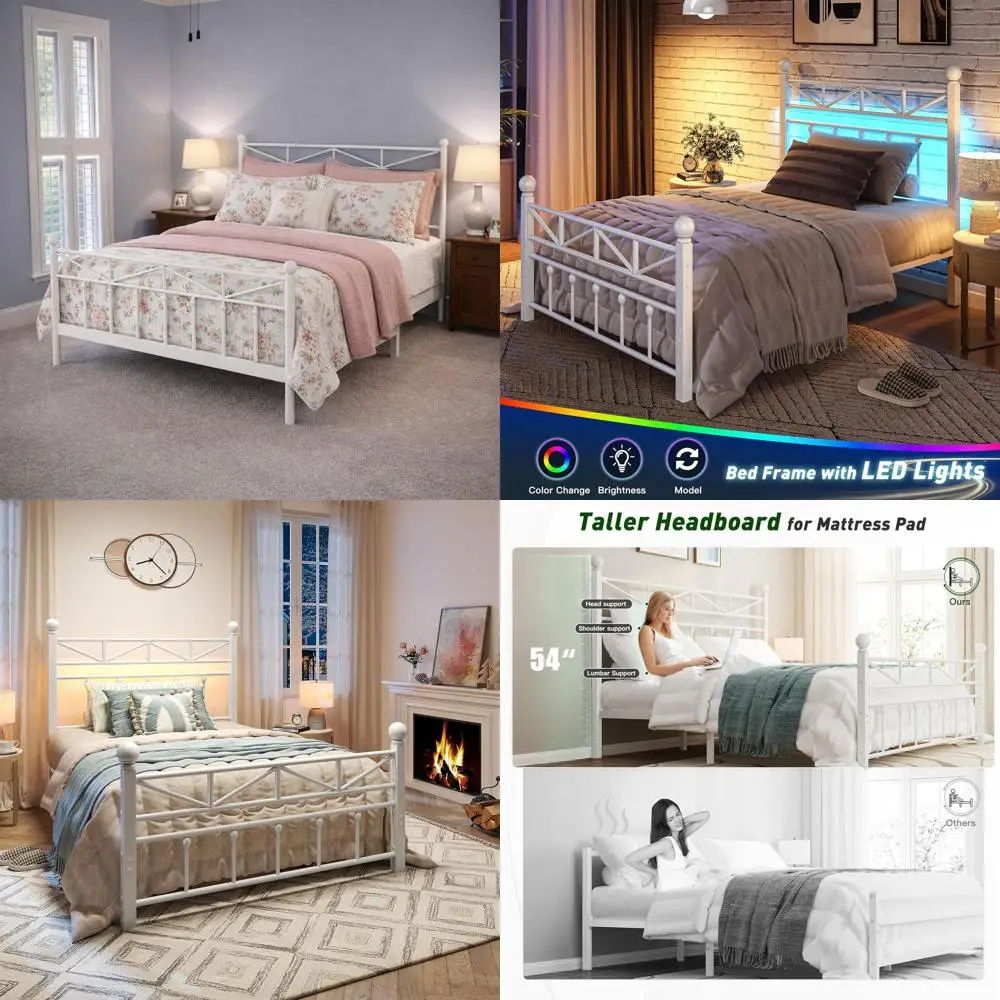 54 Metal Twin Bed W…