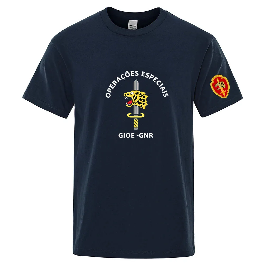 2026 Portugal GNR National Guard Gendarmerie GIOE Special Forces Unit Logo Print Men's Lightweight Simple Short Sleeve T-shirt