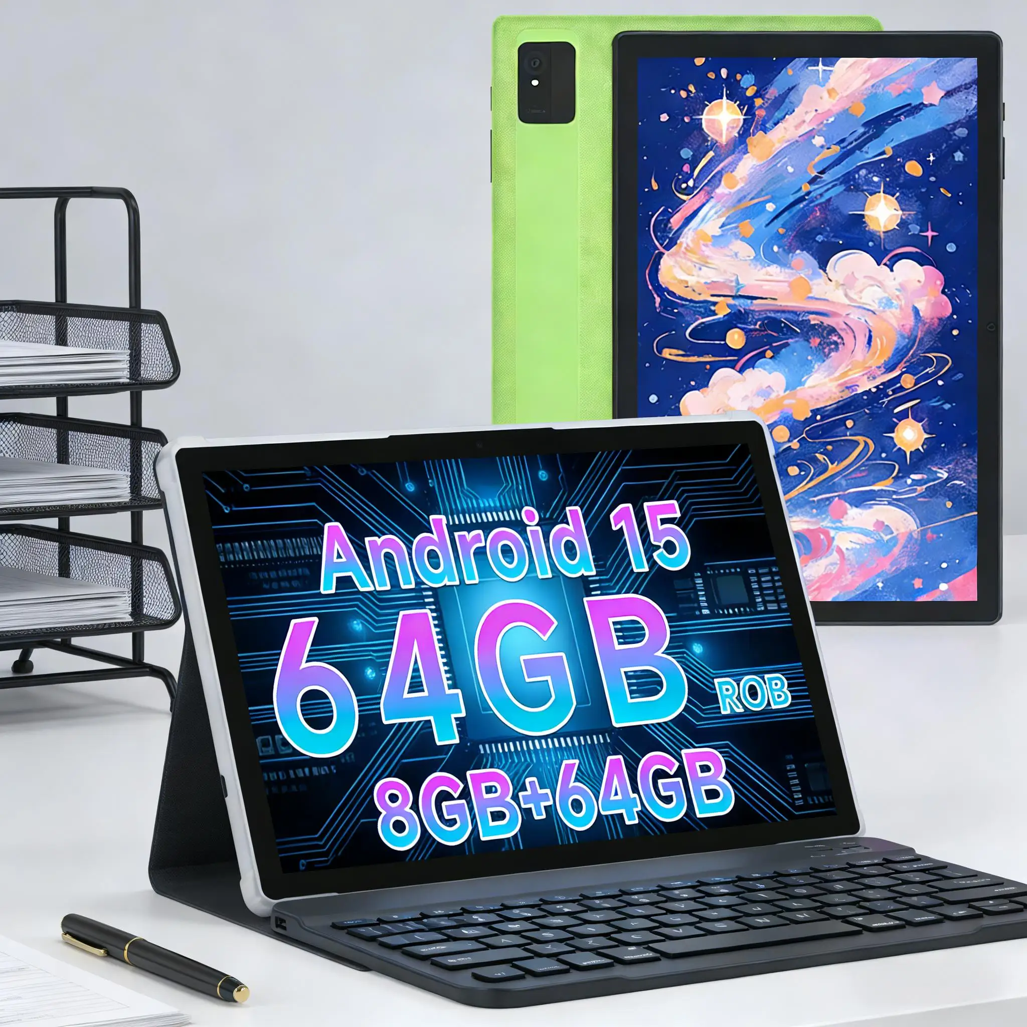 

ANRY 10.1 Inch Android 15 Tablet Octa Core 8GB RAM 64GB ROM 5000mAh WiFi Bluetooth Student Tablet for Learning GMS Google Play