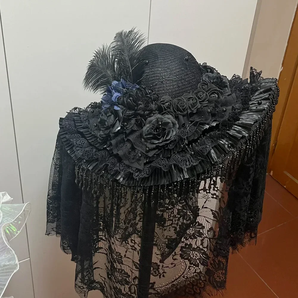 

Steampunk Handmade Lace Vintage Bandage Bow Wizard Hat Hat veil accessory Adult Gothic Lolita Cosplay Costume
