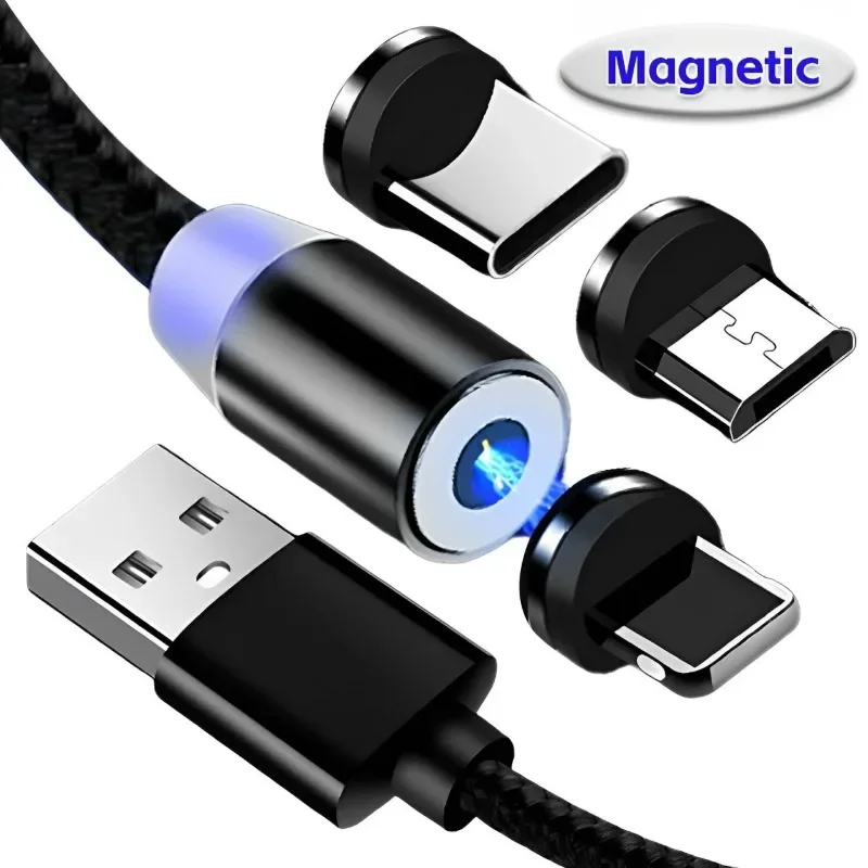 Magnetic USB Type C Cable Fast Charging Wire for Samsung Huawei Xiaomi Redmi Android IPhone USB C Charger Magnetic Woven Cord