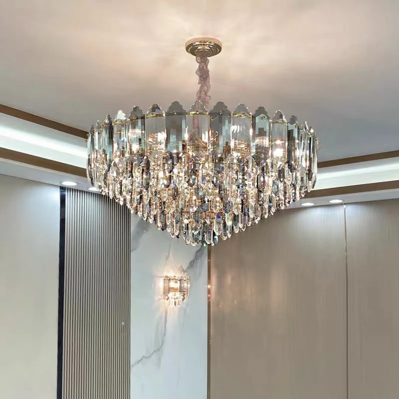 Post Modern Luxury Crystal Chandelier Creative Living Room Column Kitchen Dining Room Large Chandelier Home Decor Led Lights