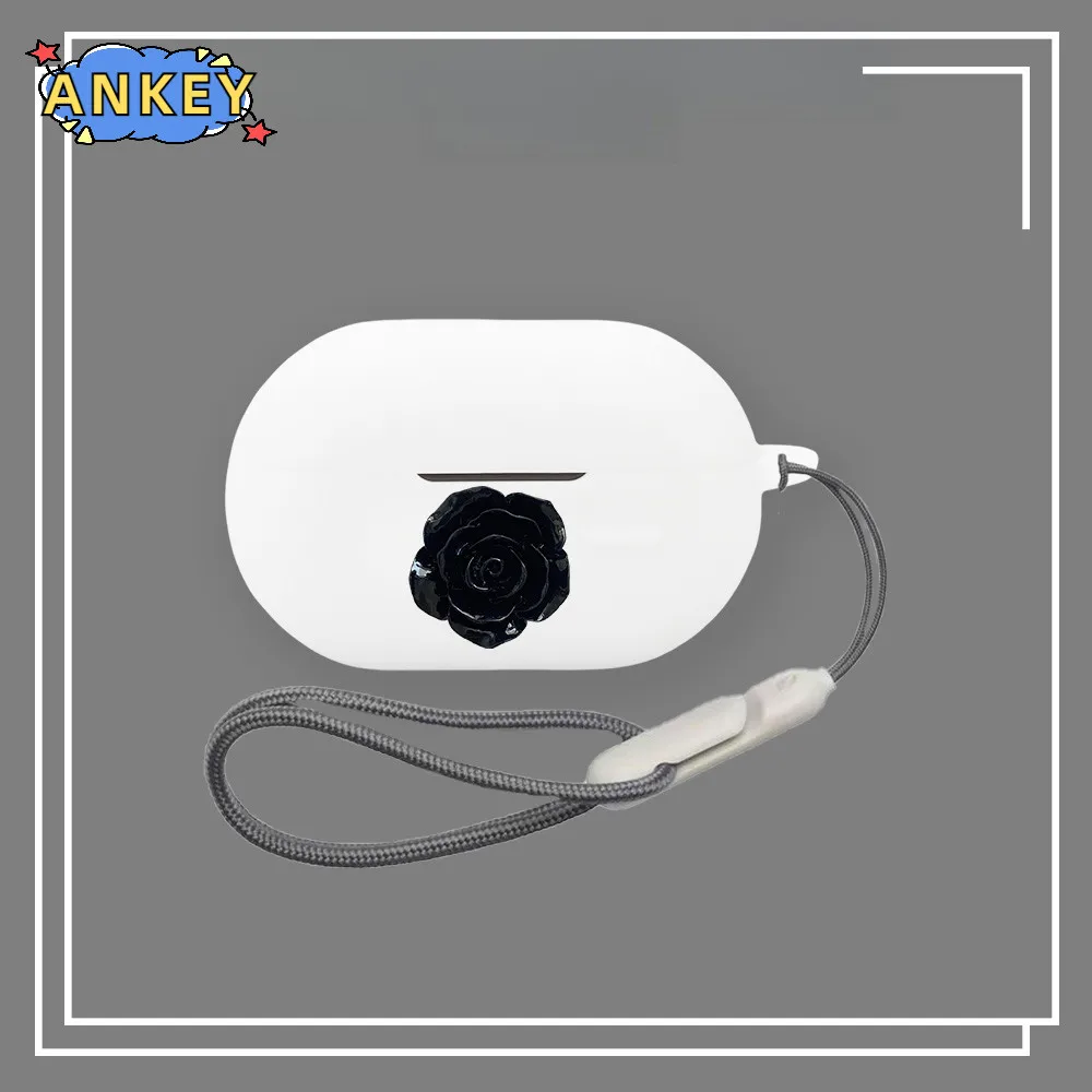 for SoundPEATS PearlClip Pro Case Earphone Silicone Earbuds Cute Flower Duck Soft Protective Cover Headset Skin With Rope