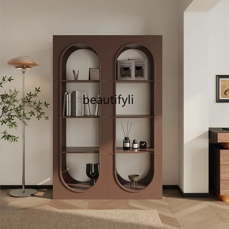 

Italian minimalist bookcase storage solid wood bookcase shelf against the wall floor bookcase