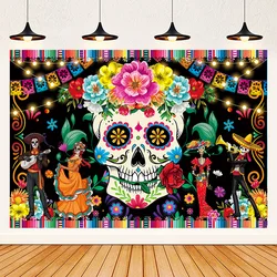 Day of The Dead Backdrop Mexican Dia DE Los Muertos Background Fiesta Sugar Skull Photography