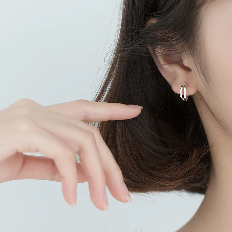 Modian Charm Genuine Sterling Silver 925 Hoop Earrings for Women Line Tiny Ear Hoops Fashion Fine Female Jewelry Brincos  2020